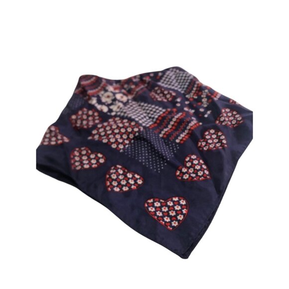 Red White Blue Multi Print Floral Heart Neck Scarf Patriotic USA America - Picture 16 of 16